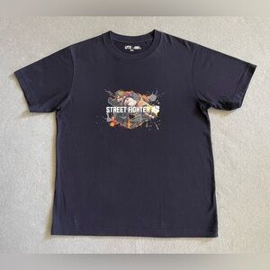 Uniqlo UT Capcom 40th Street Fighter Tee Medium Black 90s Retro Graphic